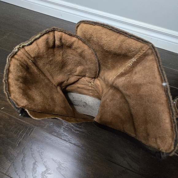 Studded Buckle Moto Boots Brown Suede Leather Mid-Calf Chunky Heel EU 41 - Picture 11 of 11